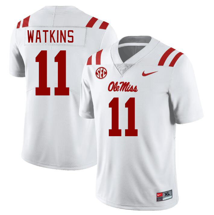 Ole Miss Rebels #11 Jordan Watkins College Football Jerseys Stitched Sale-White
